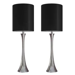 Kirklands Home Silver and Tapered Table Lamps, Set of 2 Black Outlet
