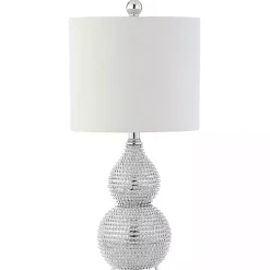 Kirklands Home Silver and Chrome Textured Table Lamp White New