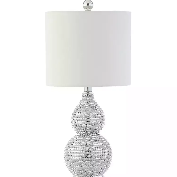 Kirklands Home Silver and Chrome Textured Table Lamp White New