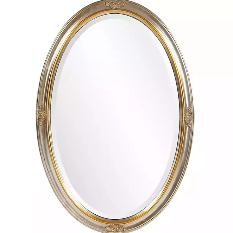 Kirklands Home Silver and Gold Carlton Oval Wall Mirror New