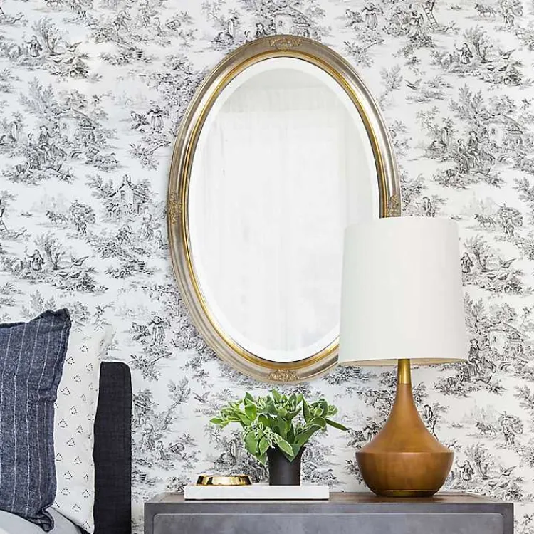 Kirklands Home Silver and Gold Carlton Oval Wall Mirror New