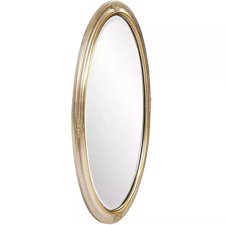 Kirklands Home Silver and Gold Carlton Oval Wall Mirror New