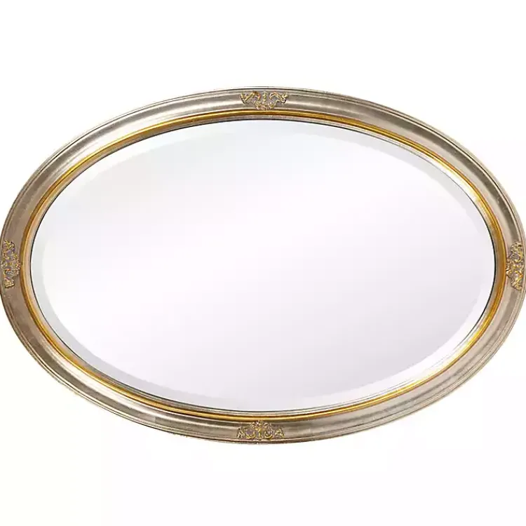 Kirklands Home Silver and Gold Carlton Oval Wall Mirror New