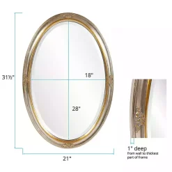 Kirklands Home Silver and Gold Carlton Oval Wall Mirror New