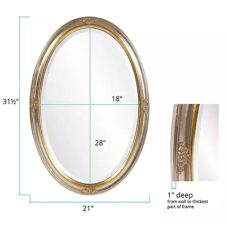 Kirklands Home Silver and Gold Carlton Oval Wall Mirror New
