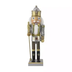 Christmas Decorations>Kirklands Home Silver and Gold Sequin Soldier Nutcracker