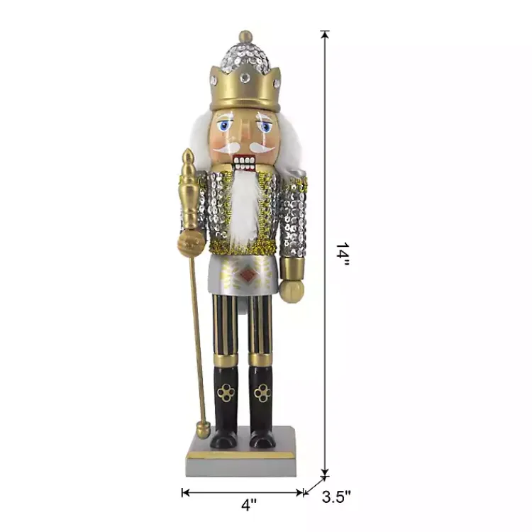 Christmas Decorations>Kirklands Home Silver and Gold Sequin Soldier Nutcracker