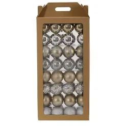Christmas Ornaments>Kirklands Home Silver and Gold Shatterproof Ornaments, Set of 64