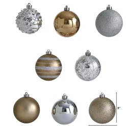 Christmas Ornaments>Kirklands Home Silver and Gold Shatterproof Ornaments, Set of 64