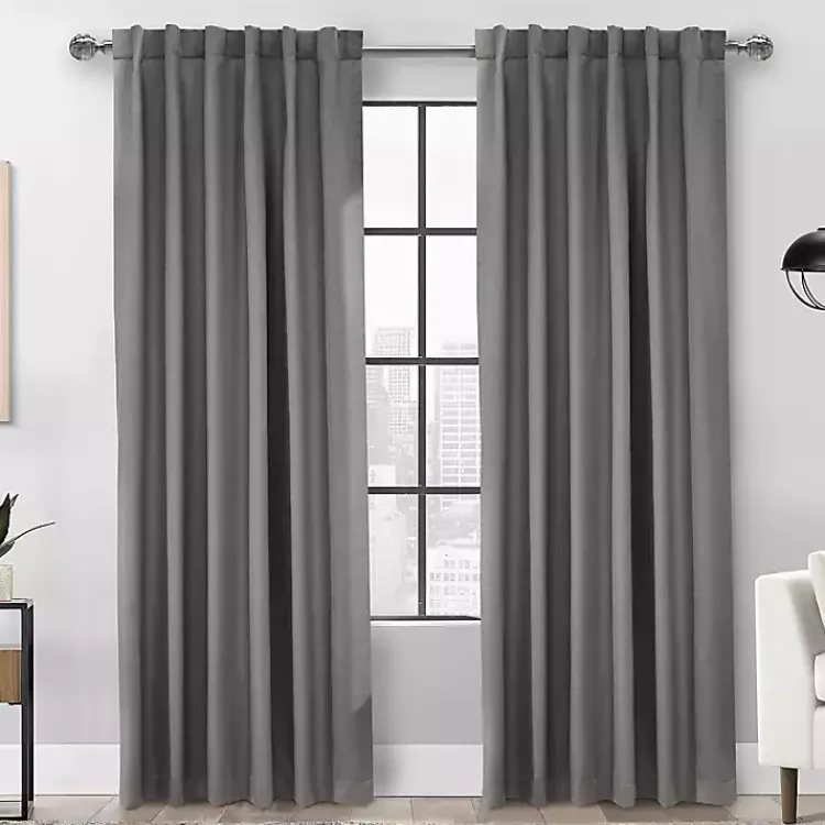 Kirklands Home Silver Baxter Blackout Curtain Panel, 95 in. Gray