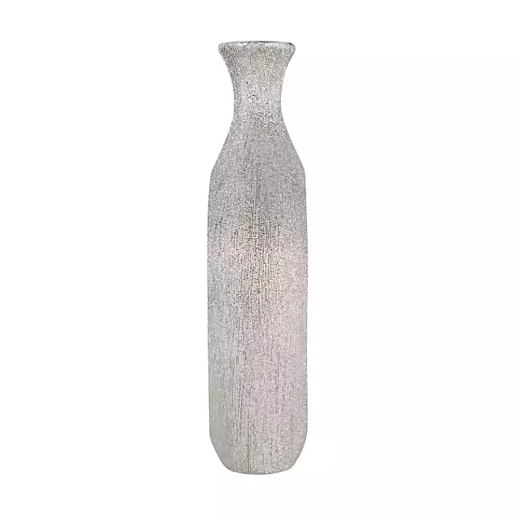 Vases>Kirklands Home Beaded Cut Out Vase SIlver