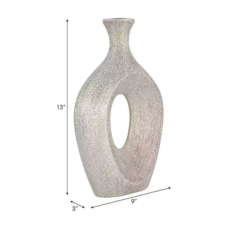 Vases>Kirklands Home Beaded Cut Out Vase SIlver