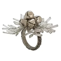 Kirklands Home Bells and Holly Napkin Rings, Set of 4 Silver Hot