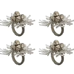 Kirklands Home Bells and Holly Napkin Rings, Set of 4 Silver Hot