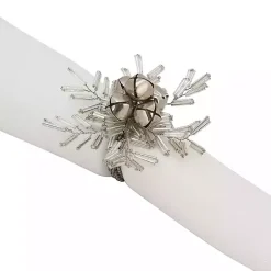 Kirklands Home Bells and Holly Napkin Rings, Set of 4 Silver Hot