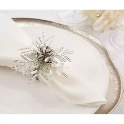 Kirklands Home Bells and Holly Napkin Rings, Set of 4 Silver Hot