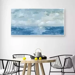 Kirklands Home Silver Sea Framed Canvas Art Print Blue Sale