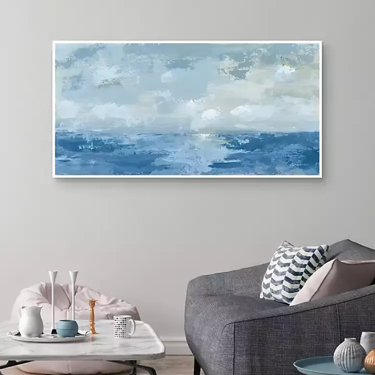 Kirklands Home Silver Sea Framed Canvas Art Print Blue Sale