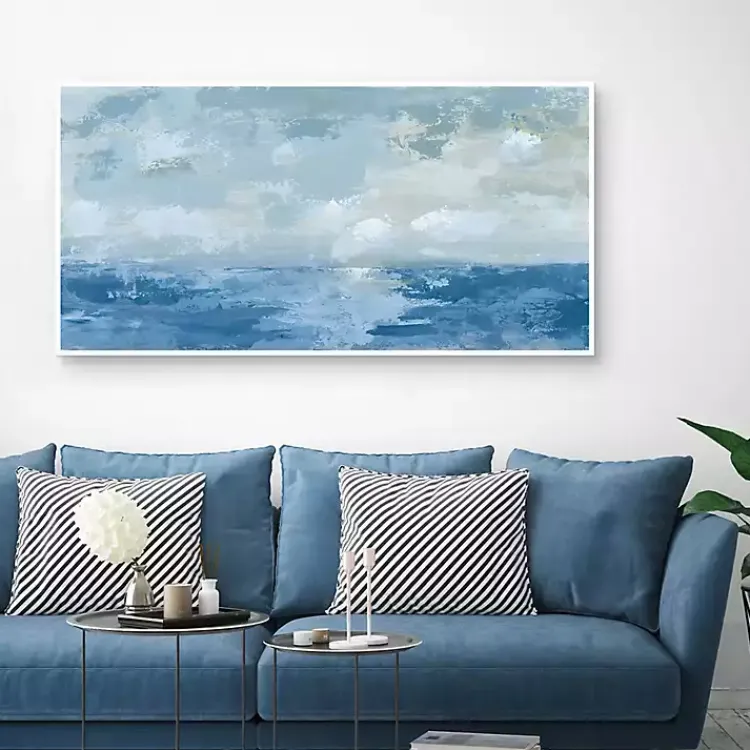 Kirklands Home Silver Sea Framed Canvas Art Print Blue Sale