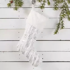 Christmas Stockings & Stocking Holders>Kirklands Home Silver Brushed Faux Fur Stocking