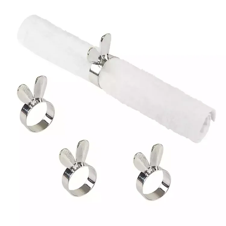 Kirklands Home Bunny Ear Napkin Rings, Set of 4 Silver Online