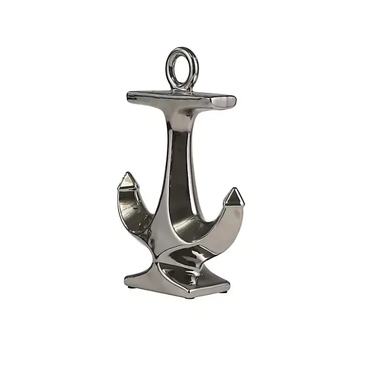 Statues & Figurines>Kirklands Home Ceramic Anchor Statue, 10 in. Silver
