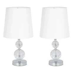 Kirklands Home Silver Crystal Orb Table Lamps, Set of 2 White Clearance