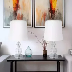 Kirklands Home Silver Crystal Orb Table Lamps, Set of 2 White Clearance
