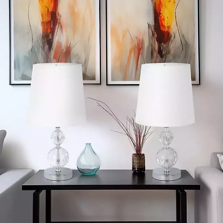 Kirklands Home Silver Crystal Orb Table Lamps, Set of 2 White Clearance