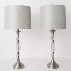 Kirklands Home Silver Crystal Table Lamp, Set of 2 White Best