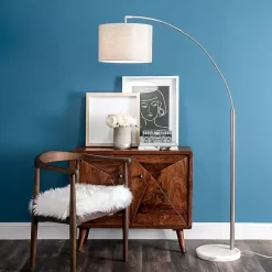 Kirklands Home Curved Floor Lamp with Marble Base Silver Discount
