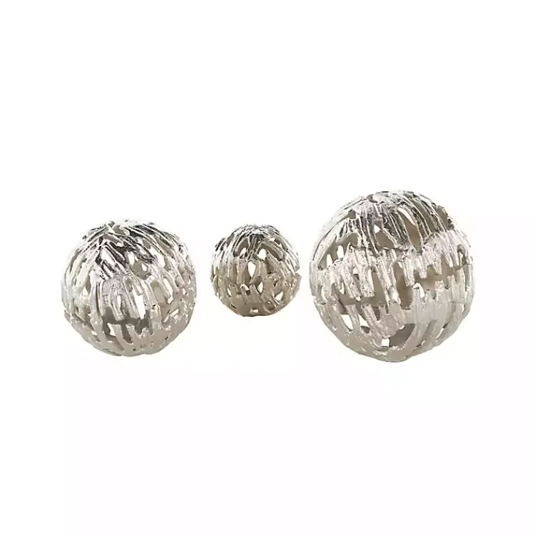 Bowl Filler>Kirklands Home Cut-Out Metal Orbs, Set of 3 Silver