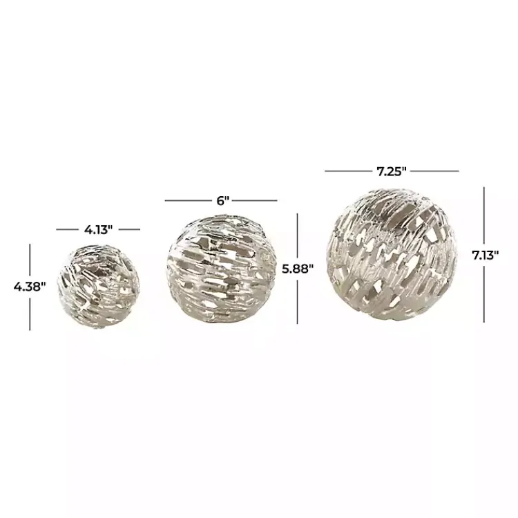 Bowl Filler>Kirklands Home Cut-Out Metal Orbs, Set of 3 Silver