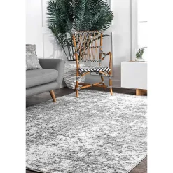 Kirklands Home Silver Deena Abstract Area Rug, 7x9 New