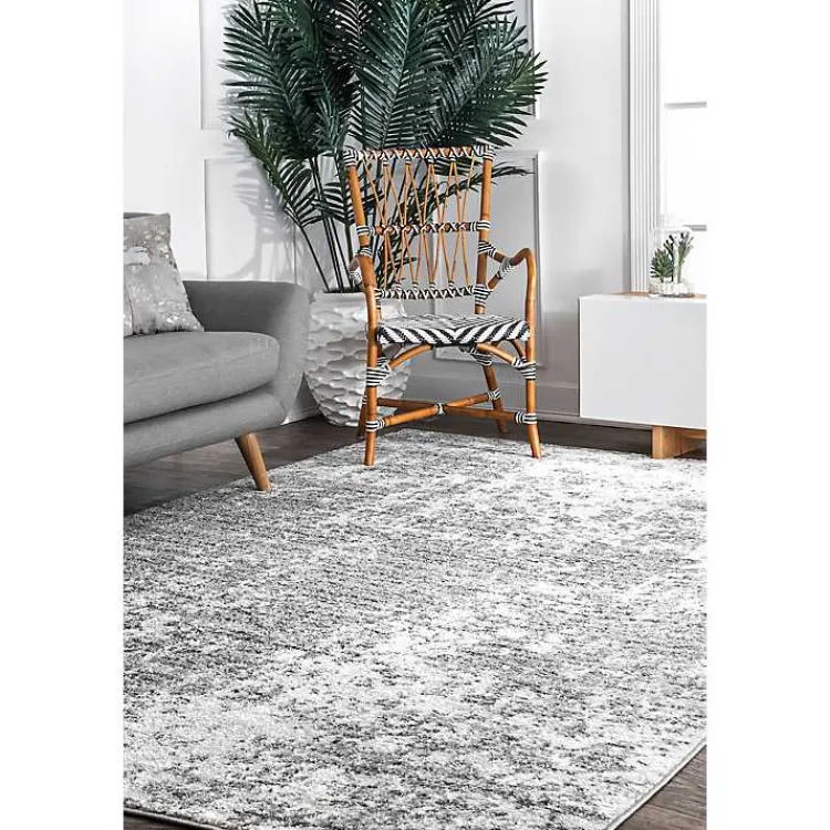 Kirklands Home Silver Deena Abstract Area Rug, 7x9 New