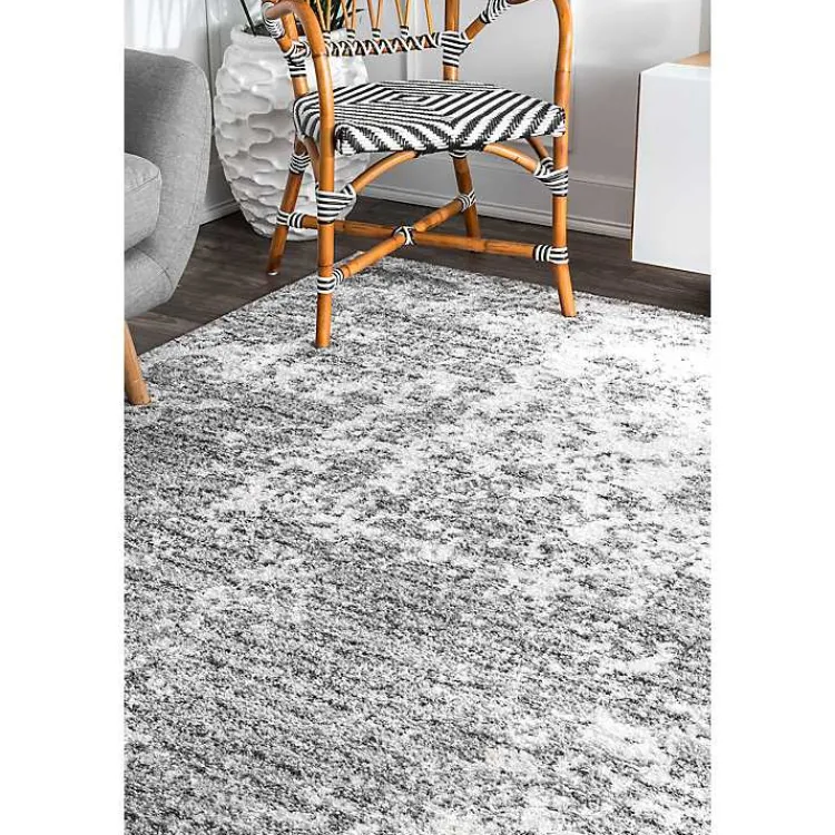 Kirklands Home Silver Deena Abstract Area Rug, 7x9 New