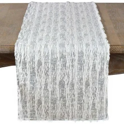 Kirklands Home Faux Fur Brushed Metallic Foil Table Runner Silver Clearance