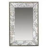 Kirklands Home Silver Floral Rectangle Wood Wall Mirror New