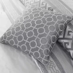 Kirklands Home Silver Geometric Stripes 7-pc. Queen Comforter Set