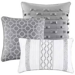 Kirklands Home Silver Geometric Stripes 7-pc. Queen Comforter Set