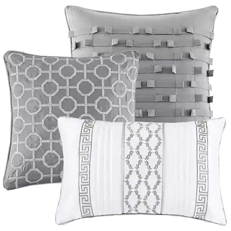 Kirklands Home Silver Geometric Stripes 7-pc. Queen Comforter Set