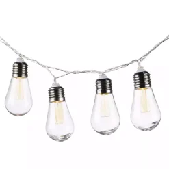 Kirklands Home Glass Bulb Solar Outdoor String Lights Silver Sale