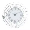 Kirklands Home Silver Glass Mirror Abstract Wall Clock