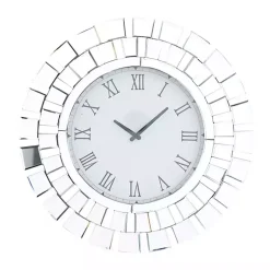 Kirklands Home Silver Glass Mirror Abstract Wall Clock
