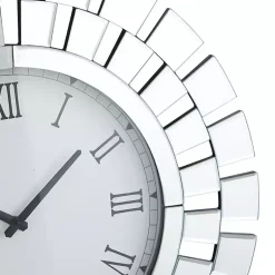 Kirklands Home Silver Glass Mirror Abstract Wall Clock