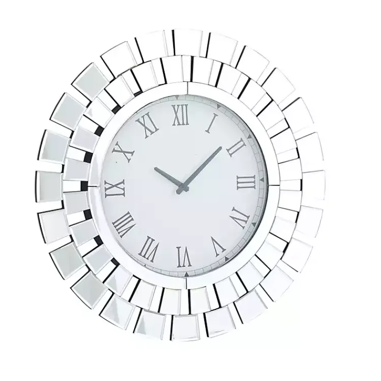 Kirklands Home Silver Glass Mirror Abstract Wall Clock