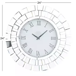 Kirklands Home Silver Glass Mirror Abstract Wall Clock