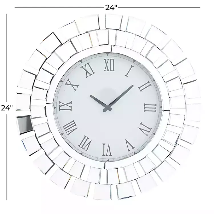 Kirklands Home Silver Glass Mirror Abstract Wall Clock