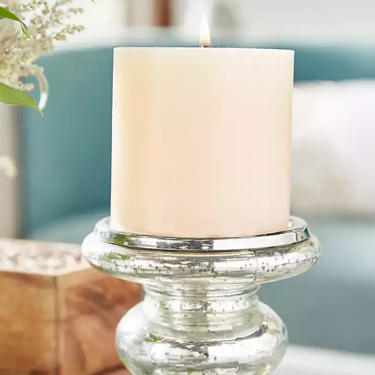 Candle Holders>Kirklands Home Glass Ornate 2-pc. Pillar Candle Holder Set Silver