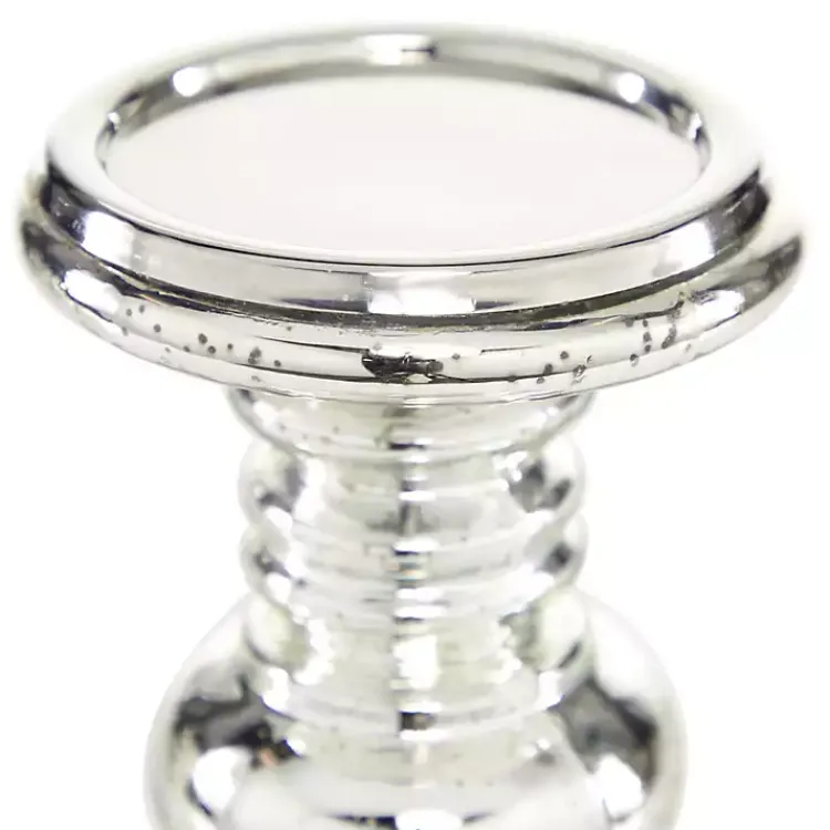 Candle Holders>Kirklands Home Glass Ornate 2-pc. Pillar Candle Holder Set Silver